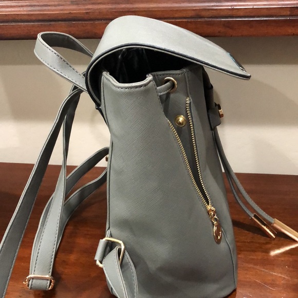 Wink Kangaroo backpack shoulder bag purse faux leather gray - Picture 6 of 9